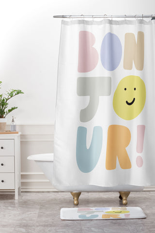 Phirst Bonjour smile Shower Curtain And Mat