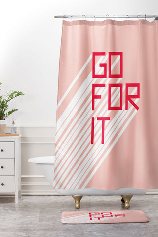 Phirst Go For It Pink Shower Curtain And Mat