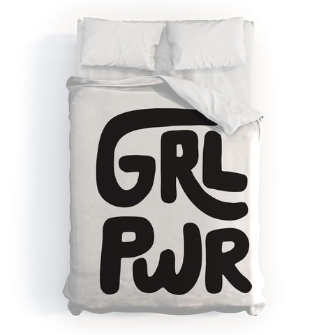 Phirst GRL PWR Black and White Duvet Cover