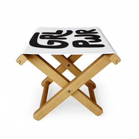 Phirst GRL PWR Black and White Folding Stool