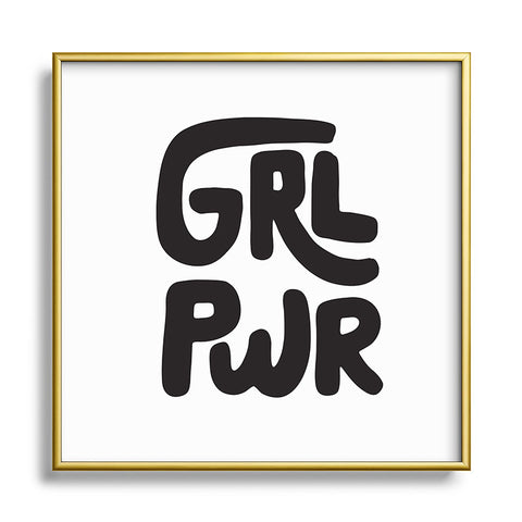 Phirst GRL PWR Black and White Metal Square Framed Art Print
