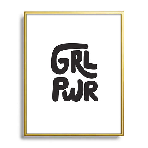 Phirst GRL PWR Black and White Metal Framed Art Print