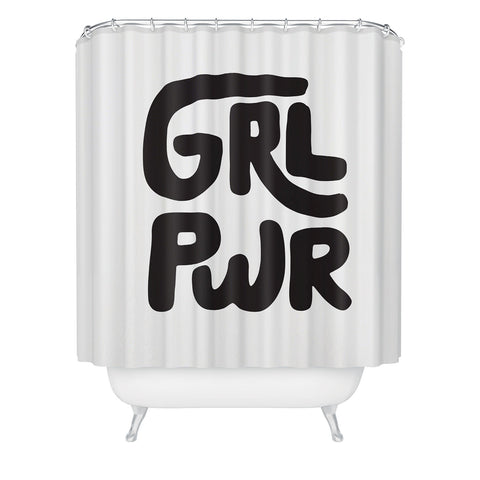Phirst GRL PWR Black and White Shower Curtain