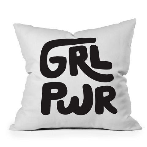 Phirst GRL PWR Black and White Throw Pillow