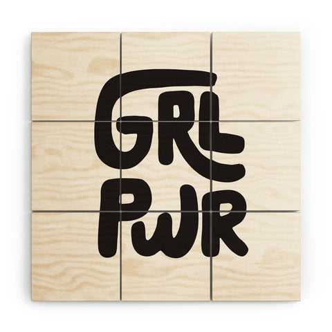 Phirst GRL PWR Black and White Wood Wall Mural
