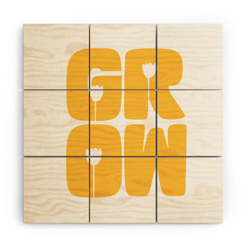 Phirst Grow Typography Wood Wall Mural