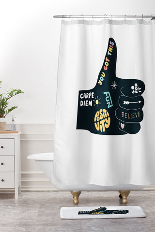 Phirst Inspirational Thumbs Up Shower Curtain And Mat
