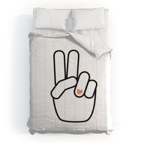 Phirst Love Peace Out Line Art Comforter