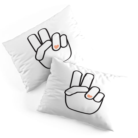 Phirst Love Peace Out Line Art Pillow Shams