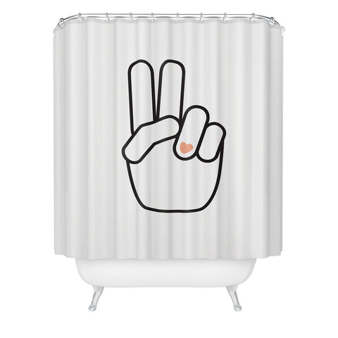 Phirst Love Peace Out Line Art Shower Curtain
