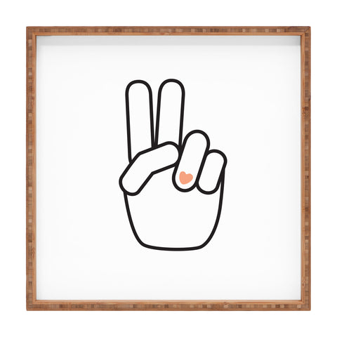 Phirst Love Peace Out Line Art Square Tray