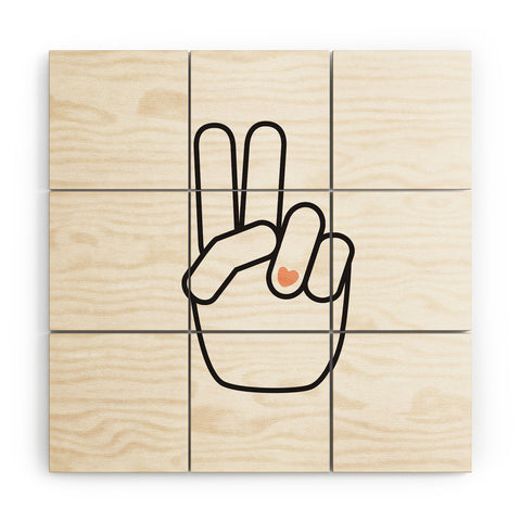 Phirst Love Peace Out Line Art Wood Wall Mural