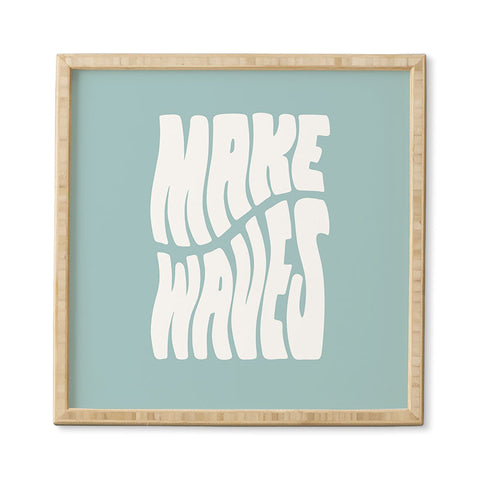 Phirst Make Waves Pale Blue Framed Wall Art