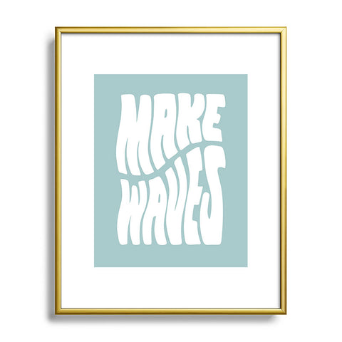 Phirst Make Waves Pale Blue Metal Framed Art Print