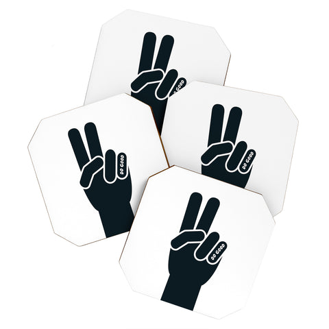 Phirst Peace Sign Do Good BW Coaster Set
