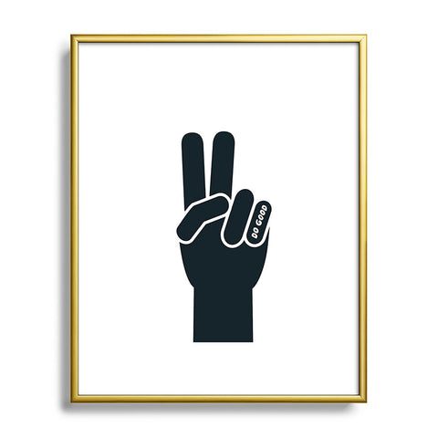 Phirst Peace Sign Do Good BW Metal Framed Art Print