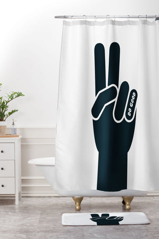 Phirst Peace Sign Do Good BW Shower Curtain And Mat
