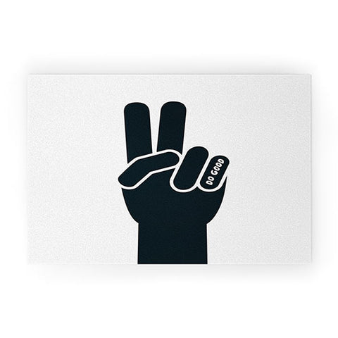 Phirst Peace Sign Do Good BW Welcome Mat