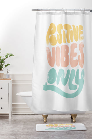 Phirst Positive Vibes Only Shower Curtain And Mat