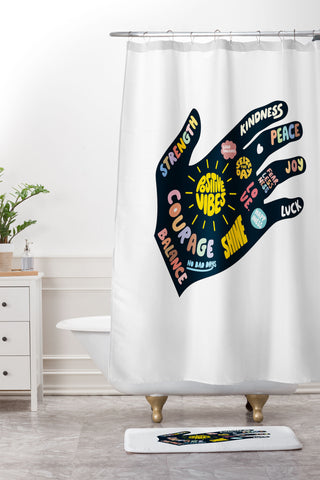 Phirst Positivity Helping Hand Shower Curtain And Mat