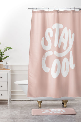 Phirst Stay Cool Pink Shower Curtain And Mat