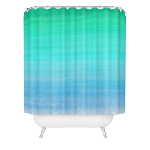 PI Photography and Designs Aqua Gradient Watercolor Shower Curtain