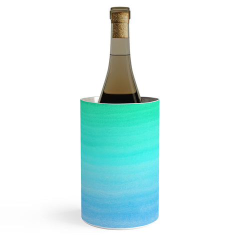 PI Photography and Designs Aqua Gradient Watercolor Wine Chiller