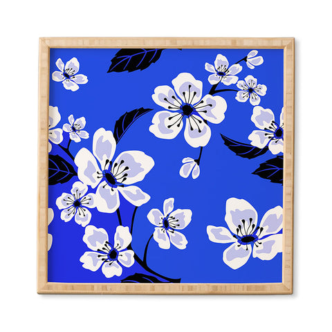 PI Photography and Designs Blue Sakura Flowers Framed Wall Art