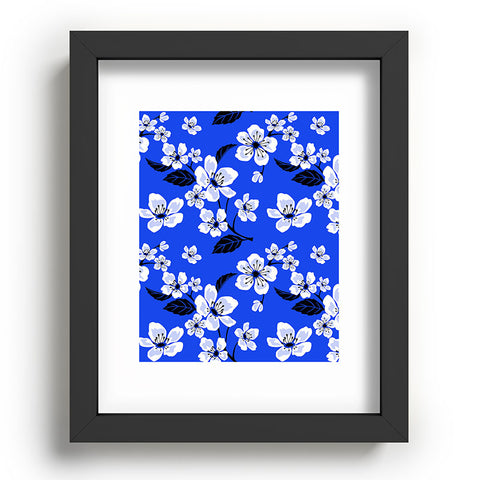 PI Photography and Designs Blue Sakura Flowers Recessed Framing Rectangle
