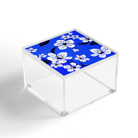 PI Photography and Designs Blue Sakura Flowers Acrylic Box