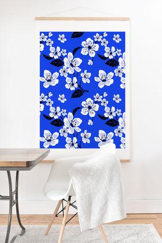 PI Photography and Designs Blue Sakura Flowers Art Print And Hanger