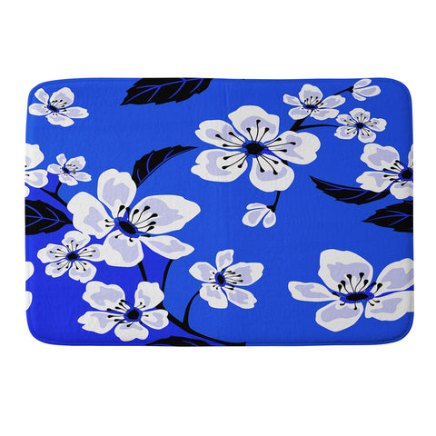 PI Photography and Designs Blue Sakura Flowers Memory Foam Bath Mat