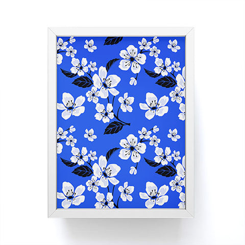PI Photography and Designs Blue Sakura Flowers Framed Mini Art Print