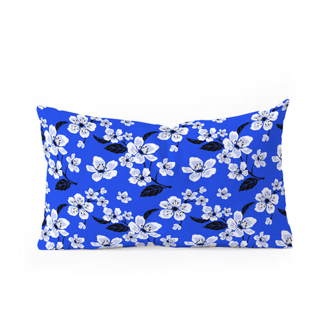 PI Photography and Designs Blue Sakura Flowers Oblong Throw Pillow