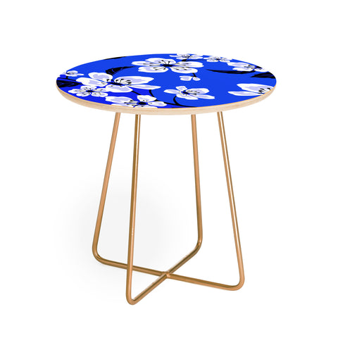 PI Photography and Designs Blue Sakura Flowers Round Side Table