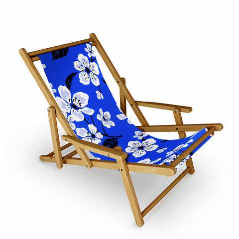 PI Photography and Designs Blue Sakura Flowers Sling Chair
