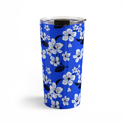 PI Photography and Designs Blue Sakura Flowers Travel Mug