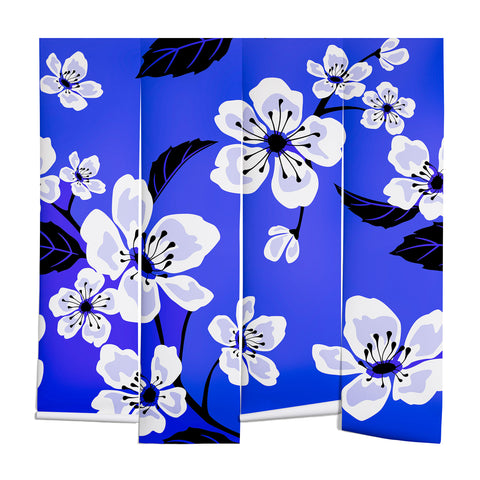 PI Photography and Designs Blue Sakura Flowers Wall Mural