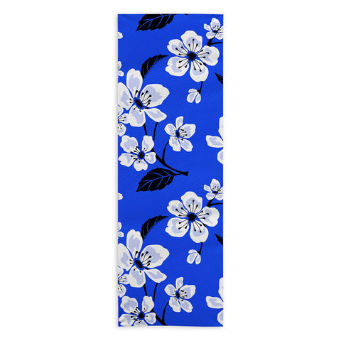 PI Photography and Designs Blue Sakura Flowers Yoga Towel