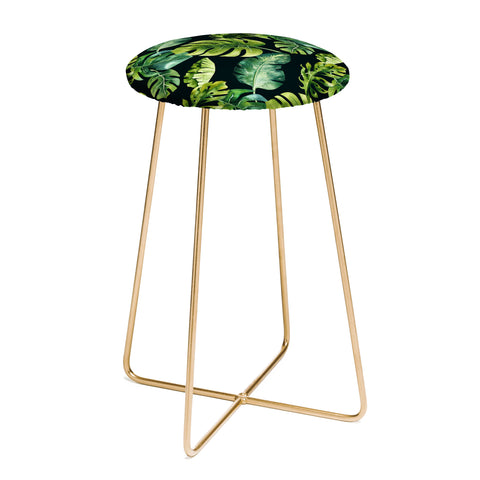 PI Photography and Designs Botanical Tropical Palm Leaves Counter Stool