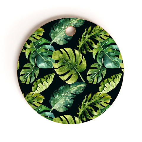 PI Photography and Designs Botanical Tropical Palm Leaves Cutting Board Round