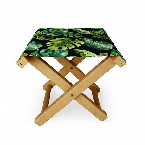 PI Photography and Designs Botanical Tropical Palm Leaves Folding Stool