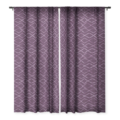 PI Photography and Designs Chevron Lines Purple Sheer Window Curtain