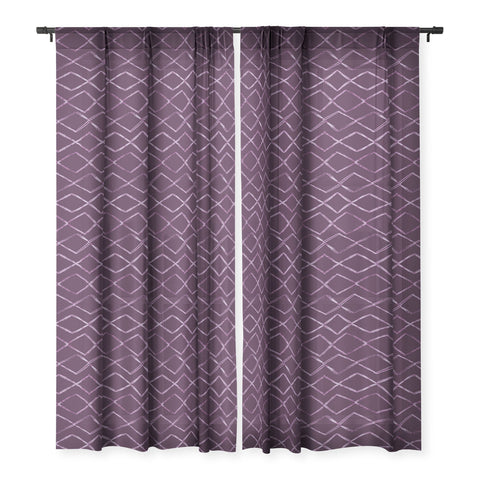 PI Photography and Designs Chevron Lines Purple Sheer Window Curtain