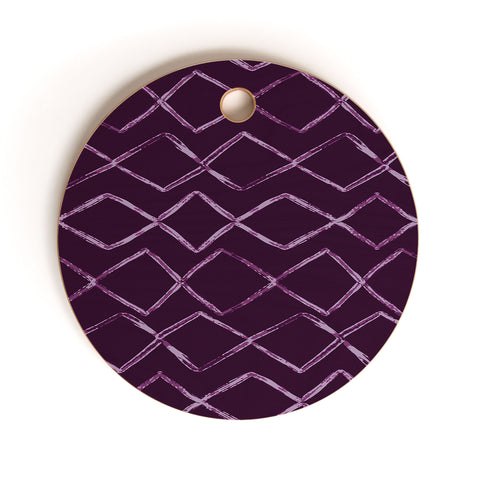 PI Photography and Designs Chevron Lines Purple Cutting Board Round