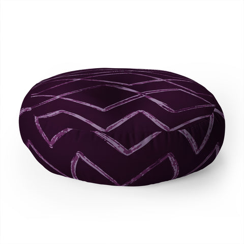 PI Photography and Designs Chevron Lines Purple Floor Pillow Round
