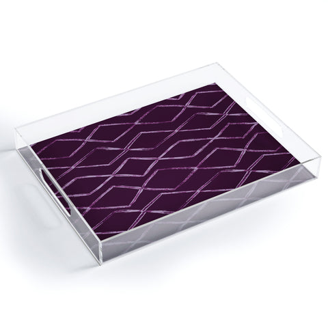 PI Photography and Designs Chevron Lines Purple Acrylic Tray