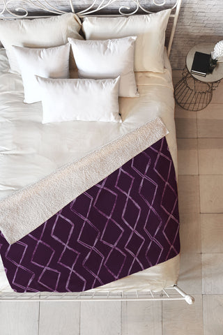 PI Photography and Designs Chevron Lines Purple Fleece Throw Blanket