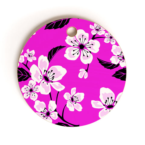 PI Photography and Designs Fuschia Sakura Flowers Cutting Board Round
