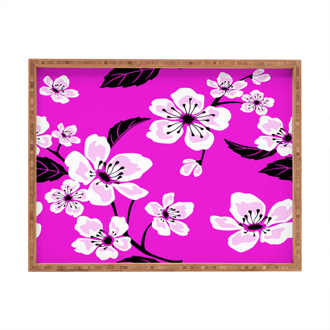 PI Photography and Designs Fuschia Sakura Flowers Rectangular Tray